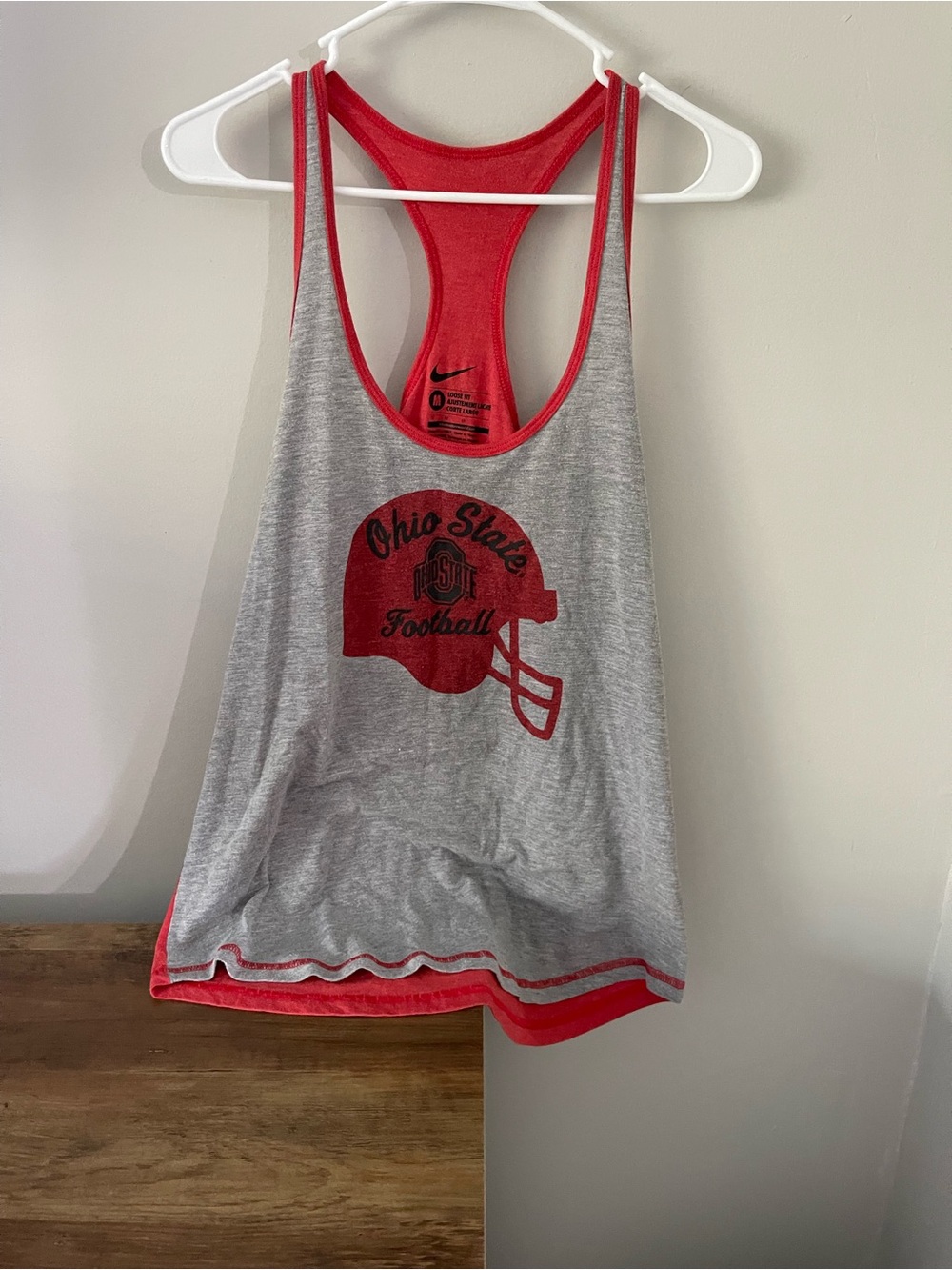 Women’s Nike Gray and Red Ohio State Football Racerback Tank size medium